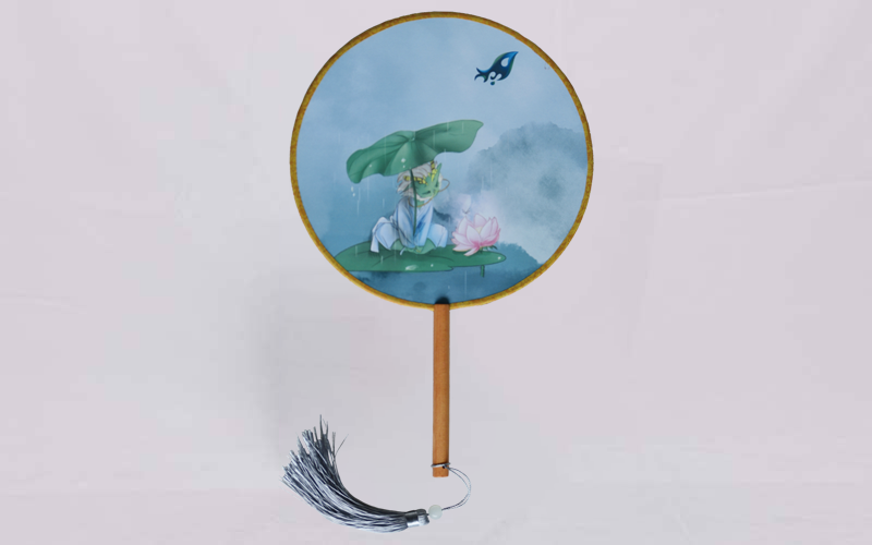 山水圆型扇